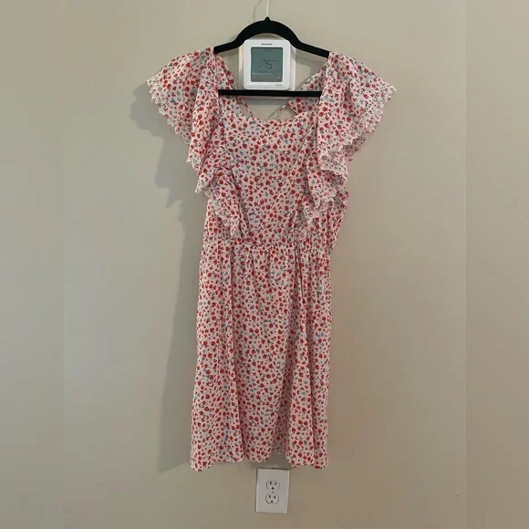 Old navy red white & blue floral summer short sleeve sun dress